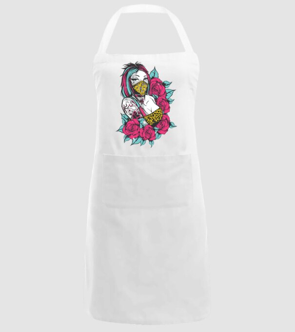 Fată tatuată model alb pe tricou