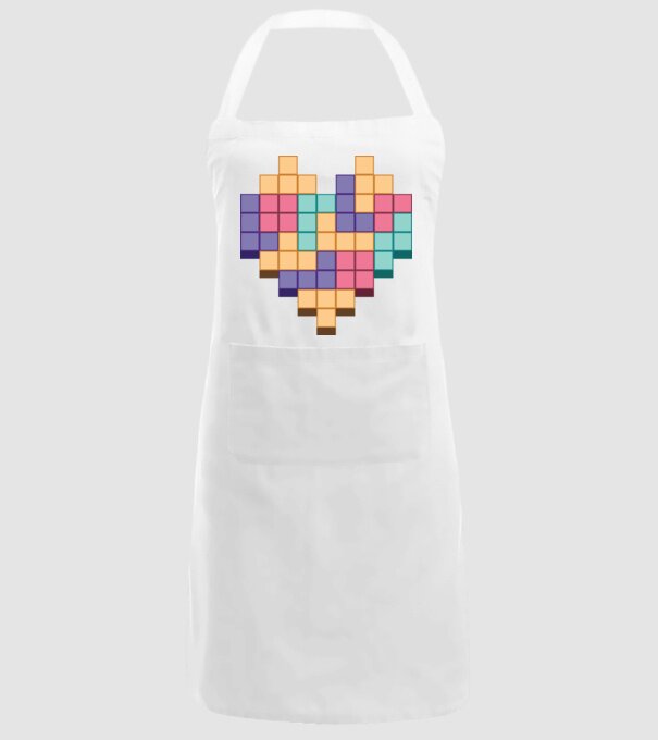 Inimă Tetris model alb pe tricou
