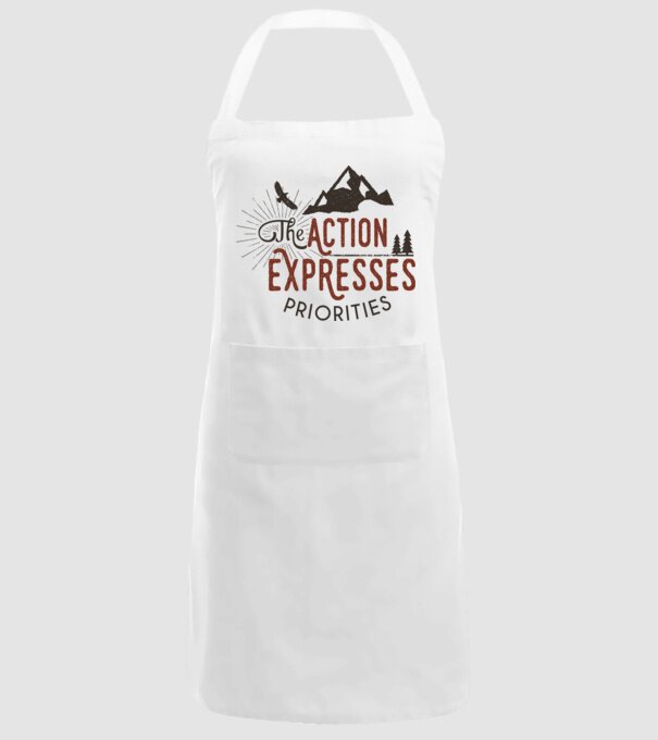 The action expresses priorities model alb pe tricou