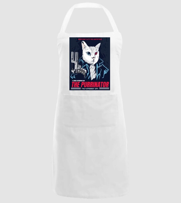 The Purrinator Pisică model alb pe tricou