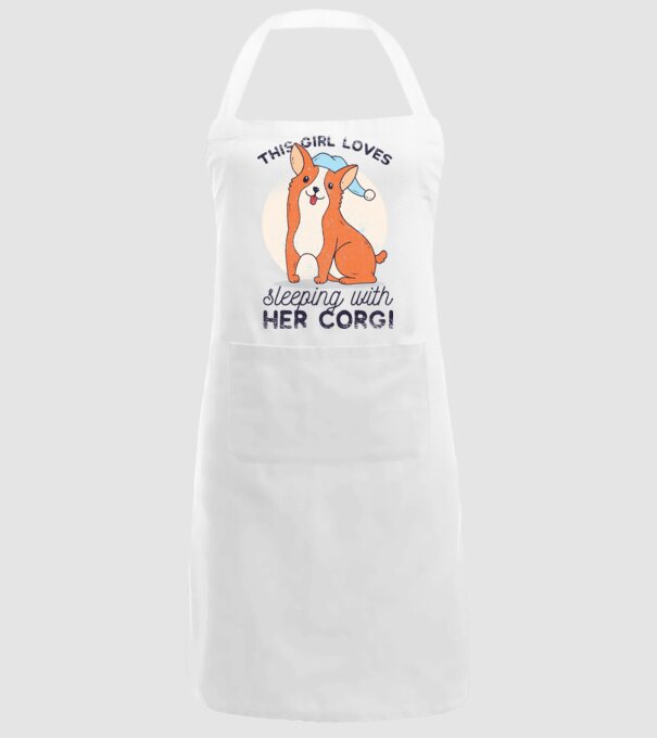 This Girl Loves sleeping with her Corgi model alb pe tricou