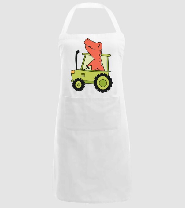Tractor dinozaur model alb pe tricou