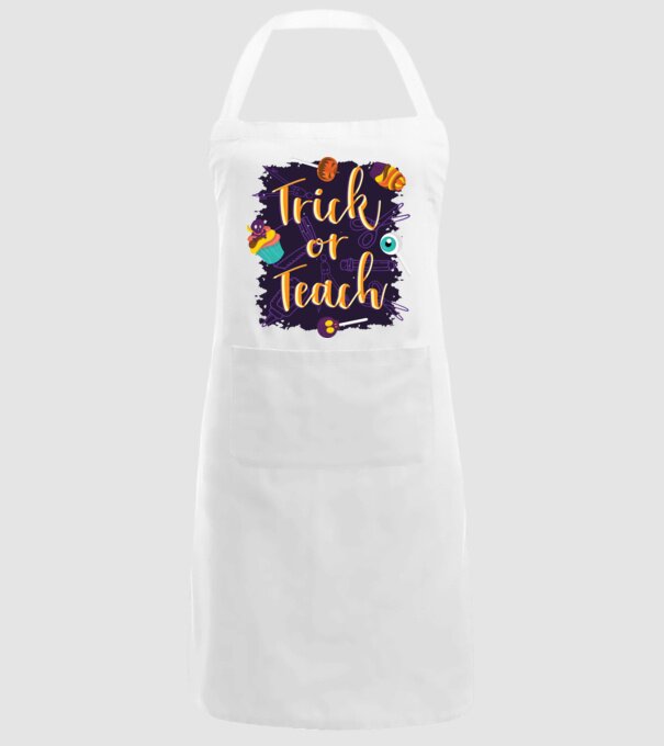 Trick or Teach Halloween pentru profesori model alb pe tricou