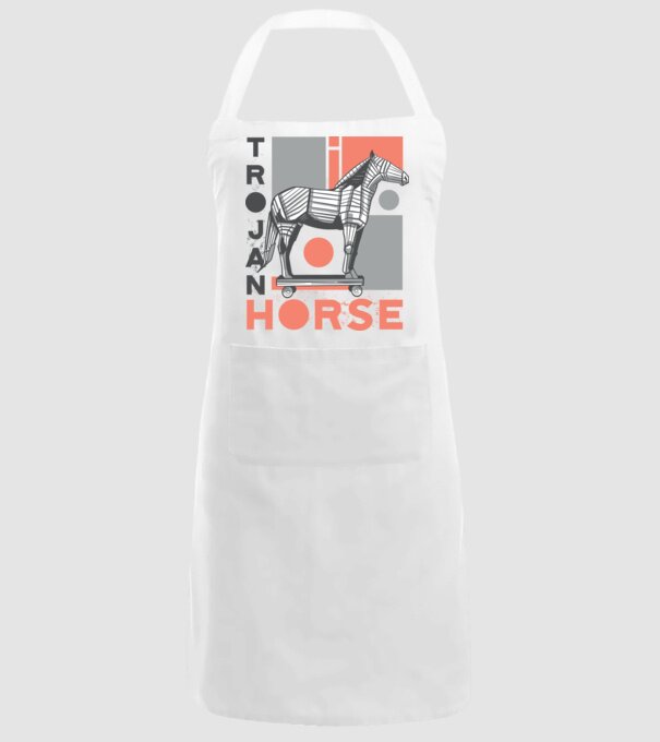 Cal troian model alb pe tricou