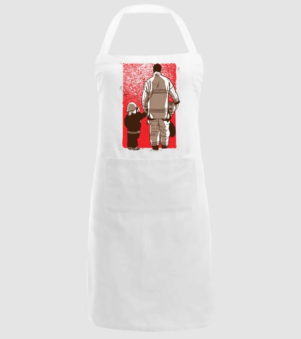 Tricou Pompier tată și fiu model alb pe tricou