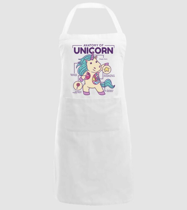 Unicorn Anatomie model alb pe tricou