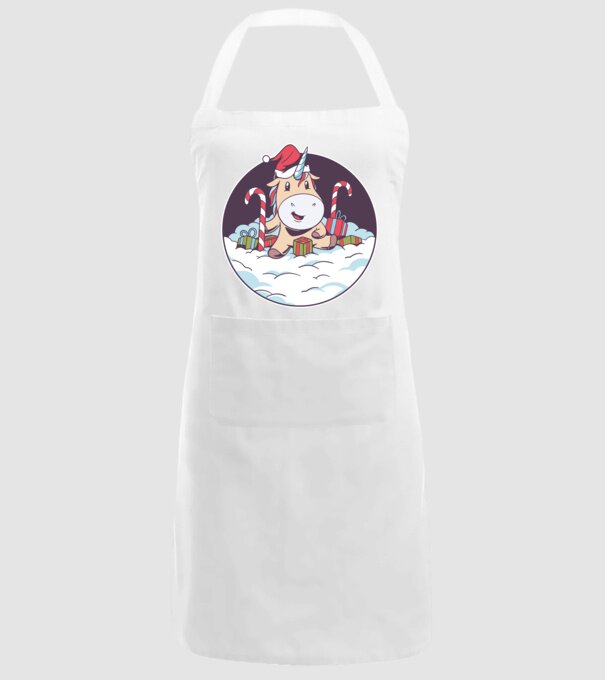 Unicorn Moș Crăciun cu cadouri model alb pe tricou