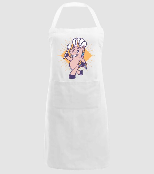 Unicorn Bucătar model alb pe tricou