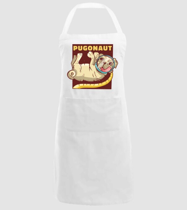Mops Astronaut model alb pe tricou