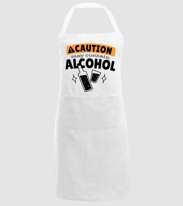 Atenție, poate conține alcool model alb pe tricou