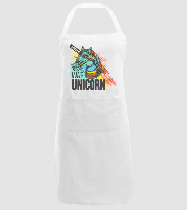 War Unicorn model alb pe tricou