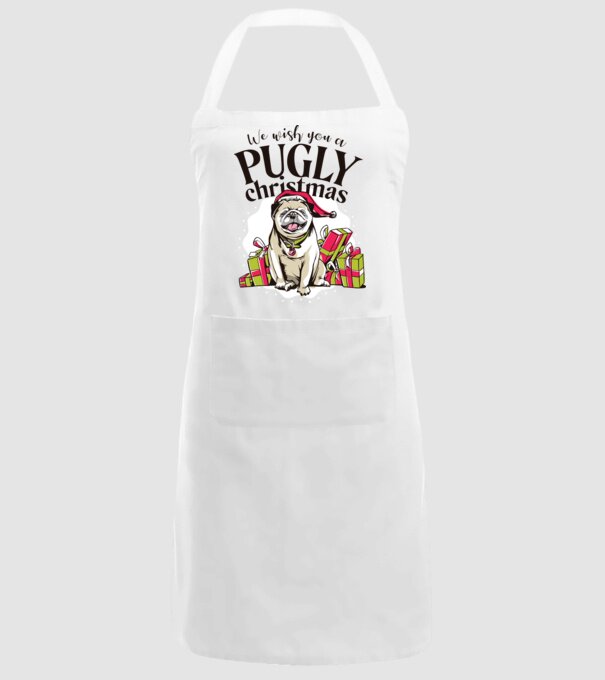 We wish You a Pugly Christmas tricou cu mops model alb pe tricou