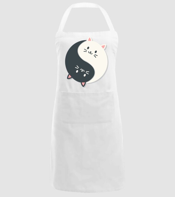 Pisicuțe Yin Yang model alb pe tricou