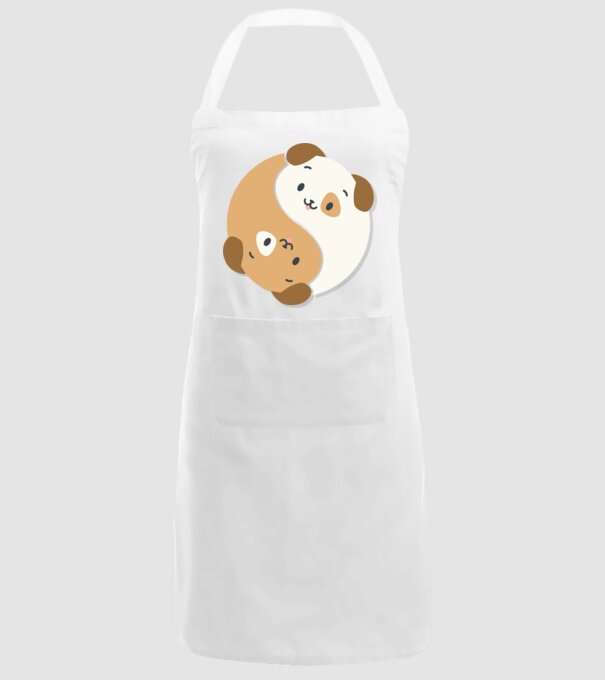 Câini Yin Yang model alb pe tricou