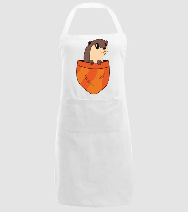 Vidra de buzunar model alb pe tricou