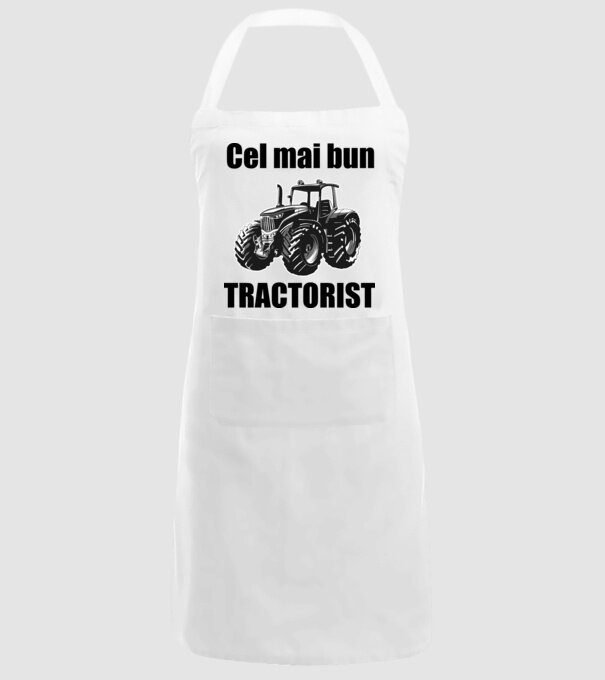 Cel mai bun tractorist model alb pe tricou