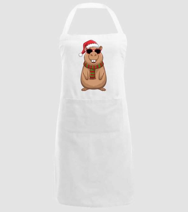 Crăciunul capybara model alb pe tricou
