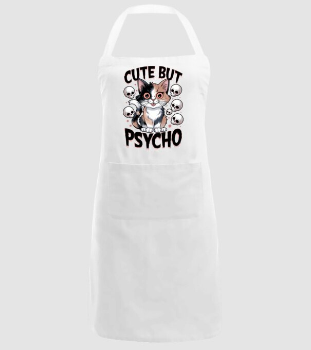 Cute, but Psycho pisică Alb model alb pe tricou