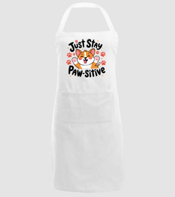 Just Stay Paw-sitive Alb model alb pe tricou