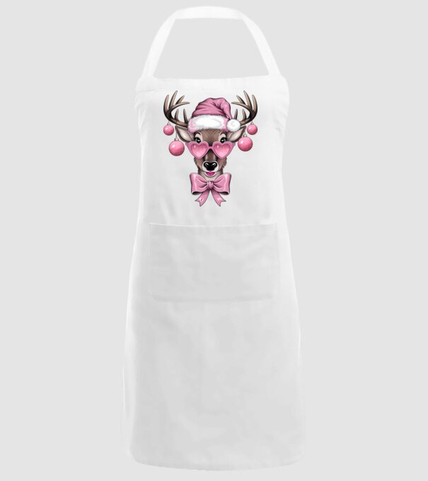 Pink Xmas Reindeer model alb pe tricou