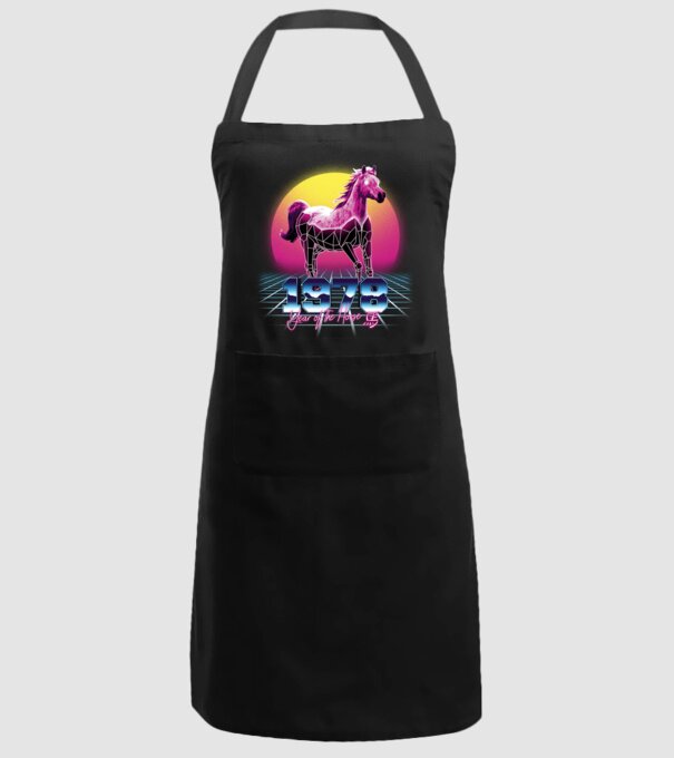 1978 Year of the Horse model negru pe tricou