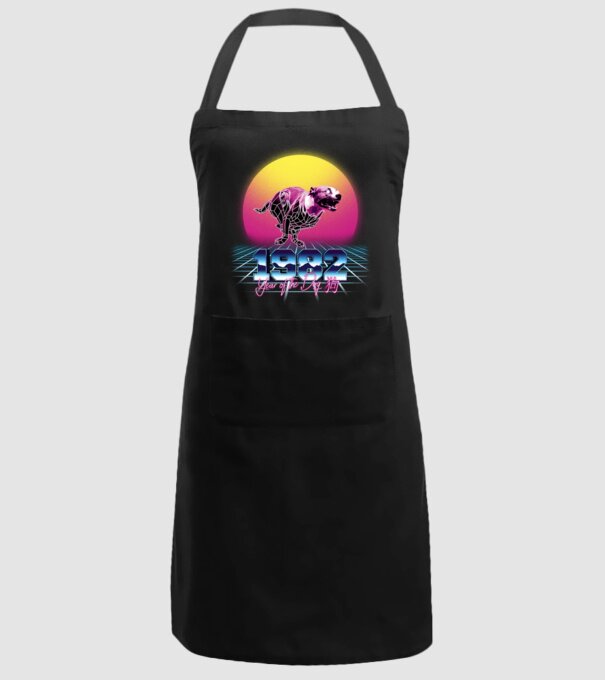 1982 Year of the Dog model negru pe tricou