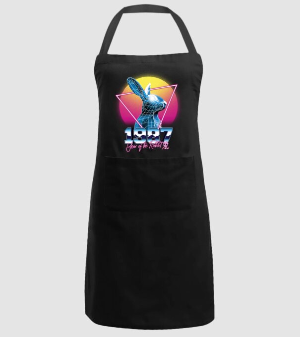 1987 Year of the Rabbit model negru pe tricou