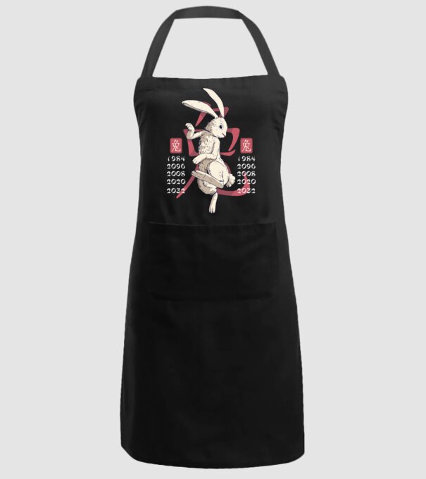Year of the Rabbit model negru pe tricou