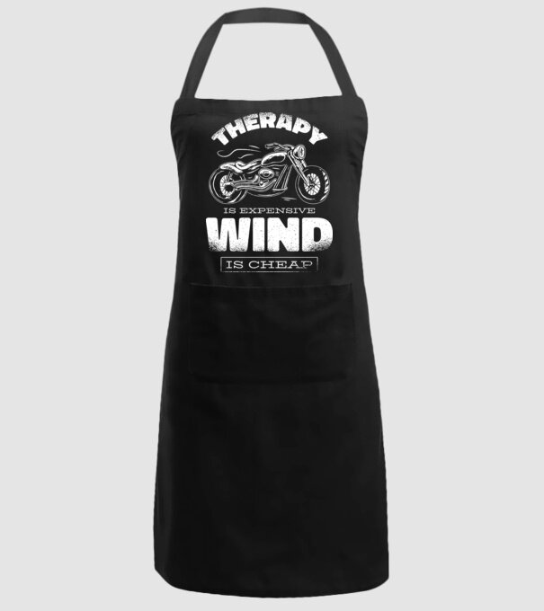 Terapia este scumpă, vântul este mai ieftin - Motociclist model negru pe tricou