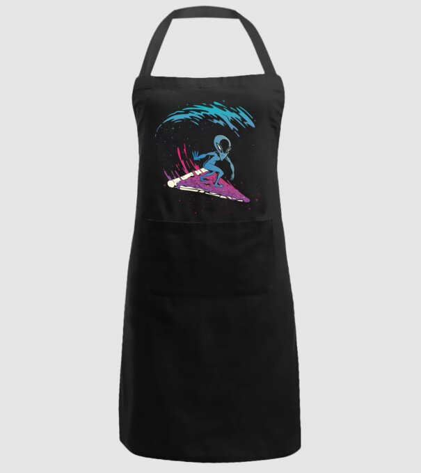 Alien Pizza Surf tricou amuzant model negru pe tricou