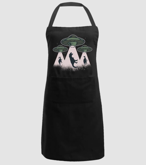 Alien OZN dinozaur model negru pe tricou