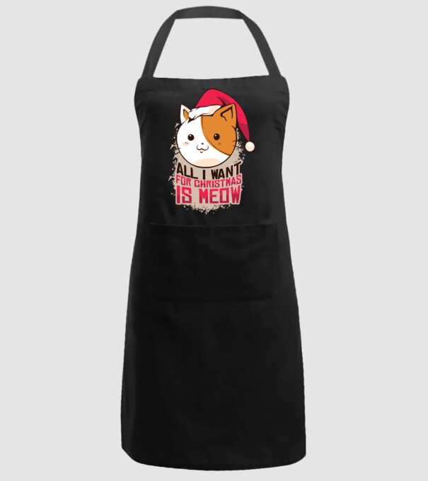 All I want for christmas is MEOW tricou cu pisică model negru pe tricou