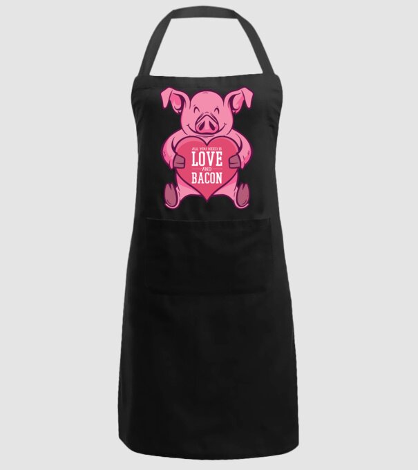 All you need is love and bacon model negru pe tricou