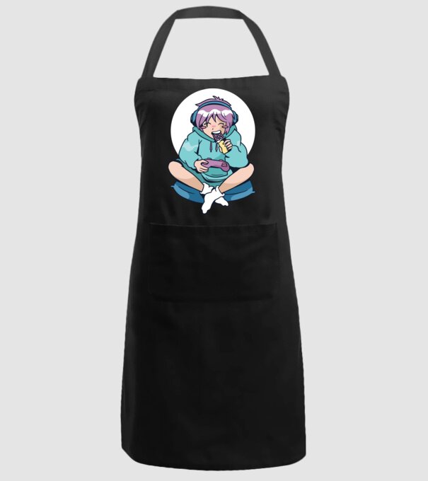Anime Gamer Fată cu ciocolată model negru pe tricou