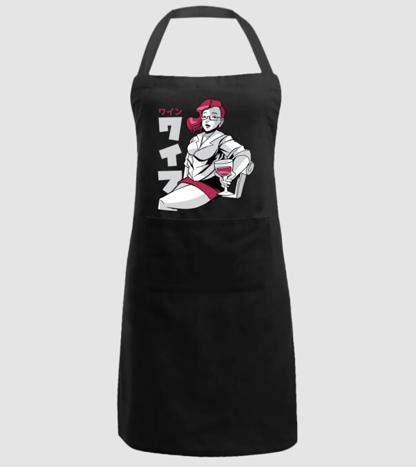 Anime fată cu vin model negru pe tricou