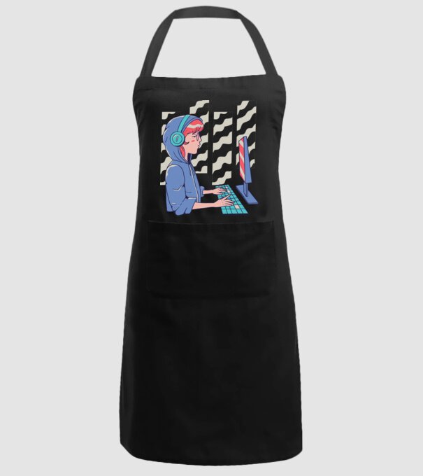 Anime Programator fată model negru pe tricou