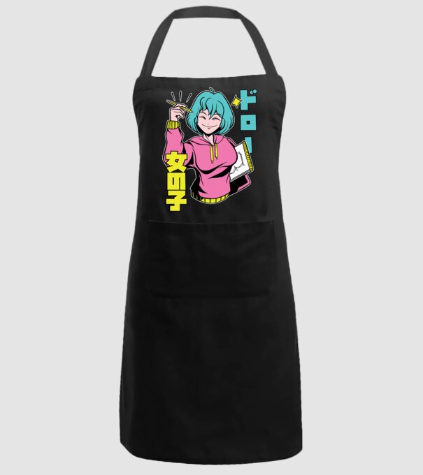 Anime fată desenând model negru pe tricou