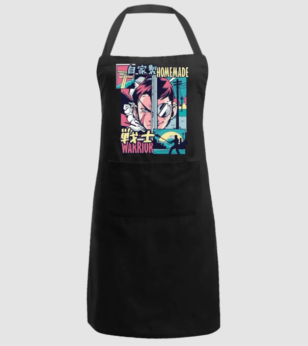 Anime Vaporwave Home Made Warrior model negru pe tricou