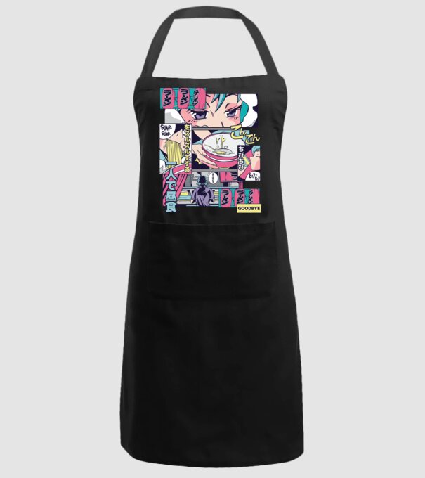 Anime Vaporwave Ramen model negru pe tricou