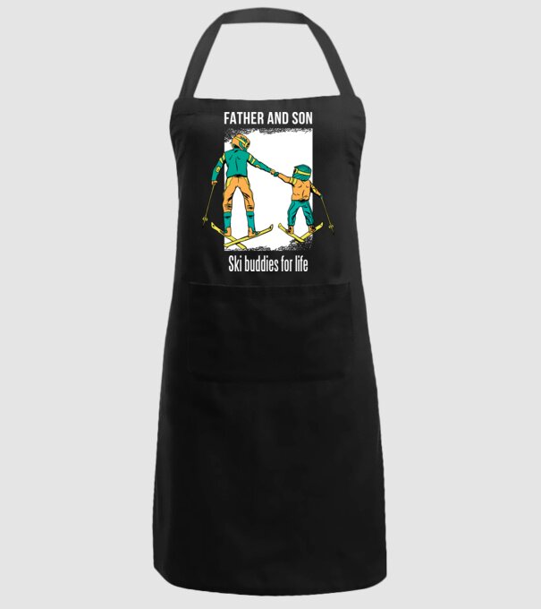 Tată și fiu parteneri de schi pe viață model negru pe tricou