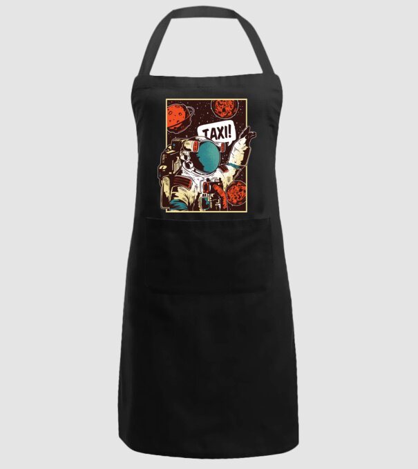 Astronaut Taxi model negru pe tricou