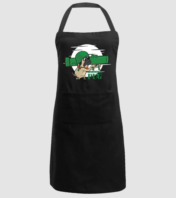 Mops Bazooka model negru pe tricou
