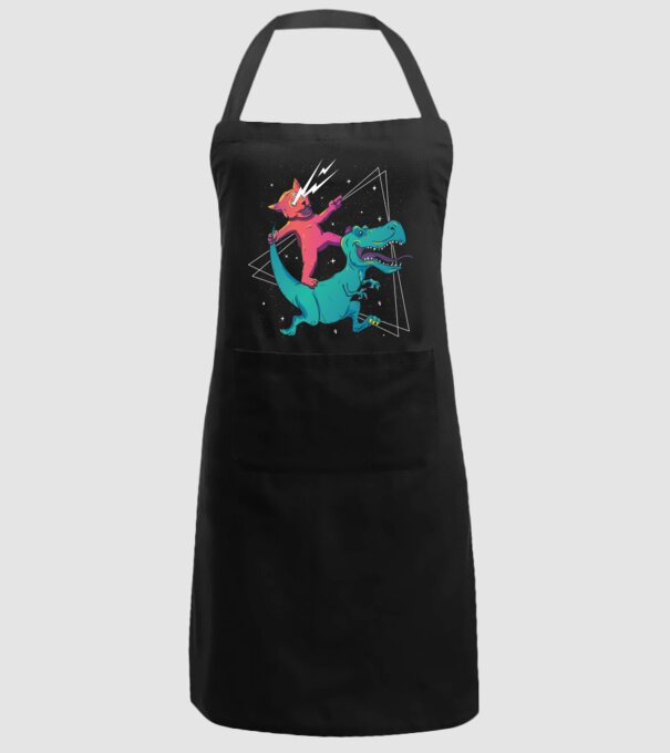 Pisică drogată pe dinozaur model negru pe tricou