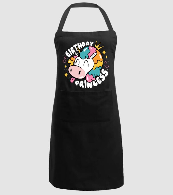 Birthday Princess Unicorn model negru pe tricou