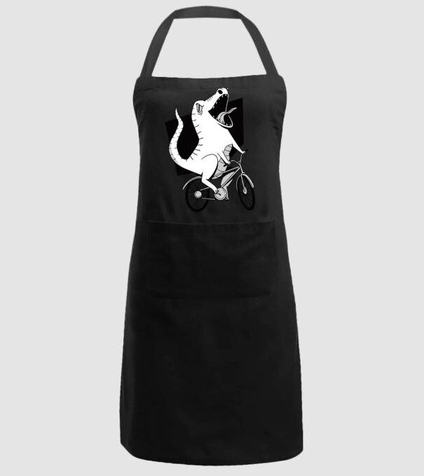 Dinozaur cu bicicletă model negru pe tricou