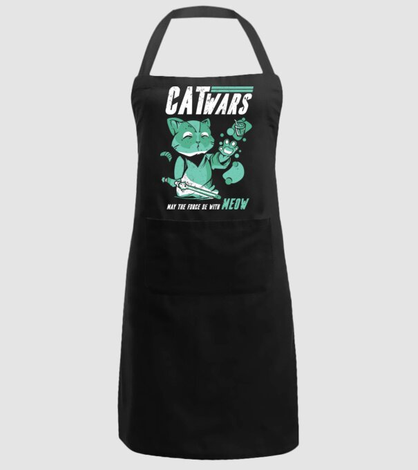 Cat wars - May the force be with meow model negru pe tricou