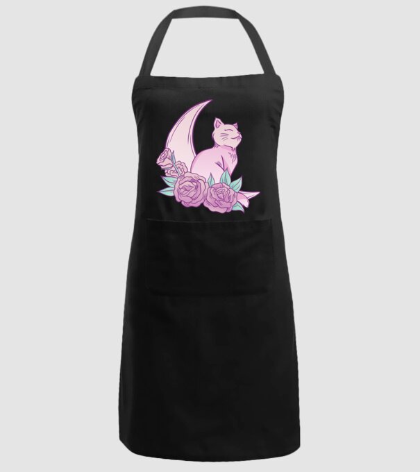Pisică pe lună model negru pe tricou