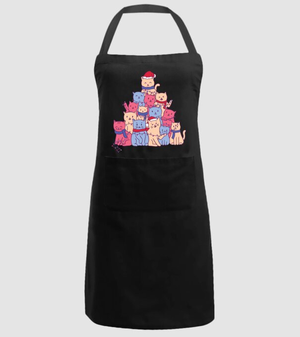 Pom de Crăciun Pisică model negru pe tricou