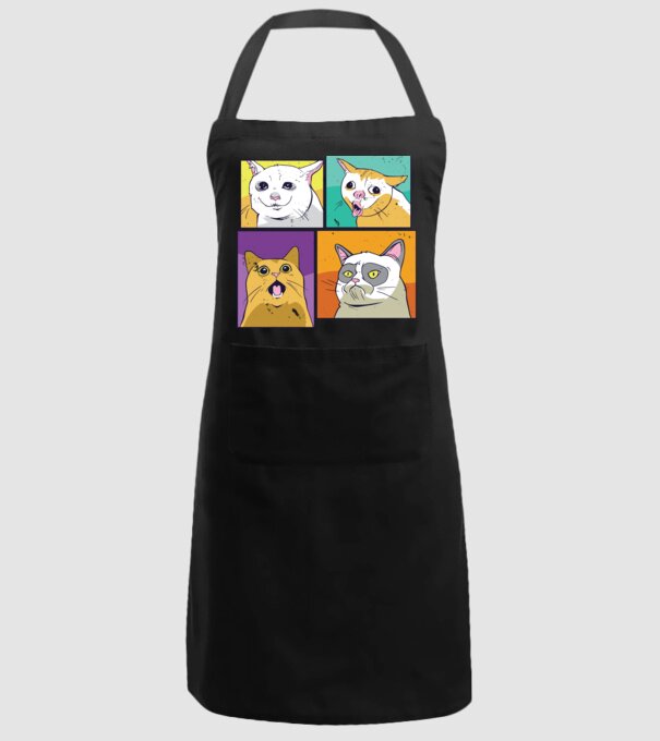Pisică Meme Pop Art model negru pe tricou
