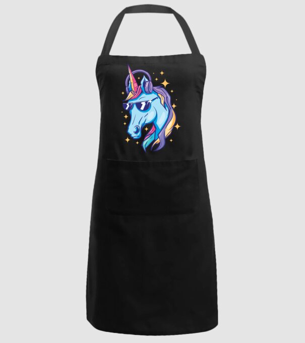 Unicorn strălucitor cu căști model negru pe tricou